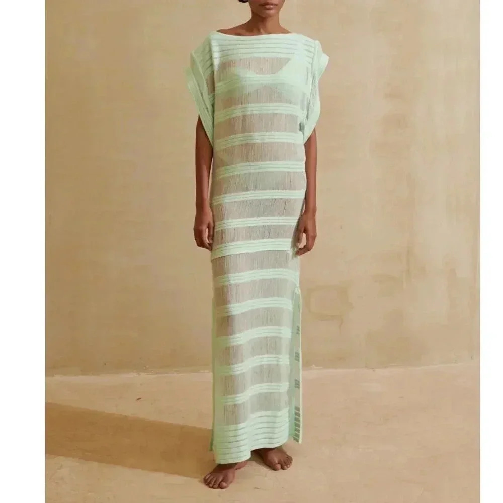 Baobab Revolve Naufragio See Through Knit Net Mint Green Cover Up Dress Small
